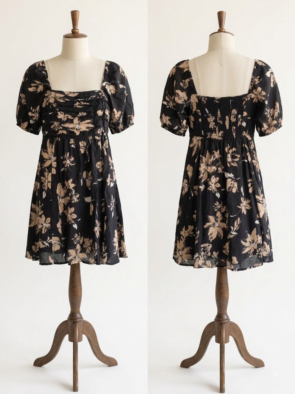 Blu Pepper Midi Dress Black With Motif Floral